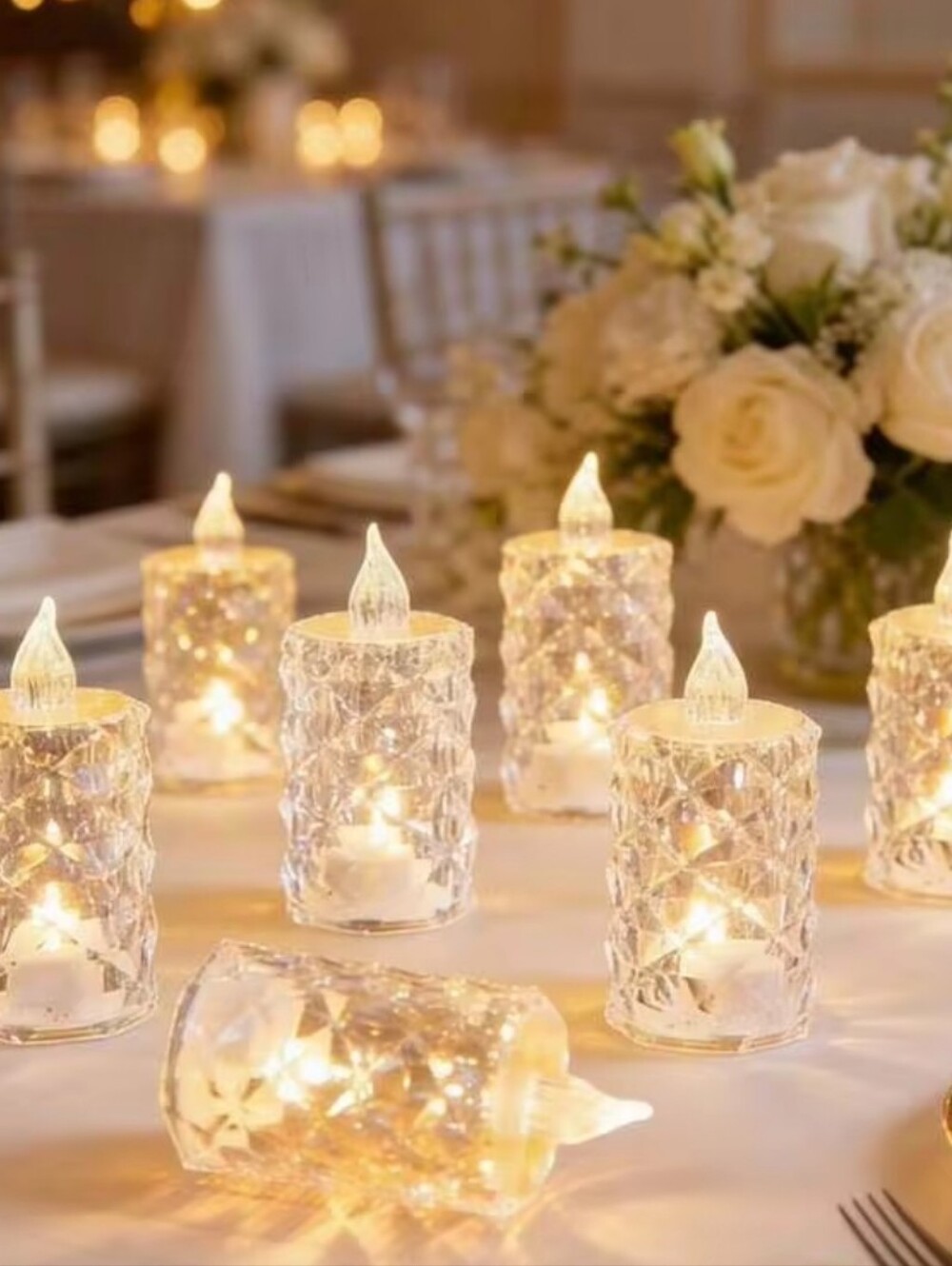 Elegant Diamond Cut LED Pillar Candles 6 Pack - Picture 5 of 6